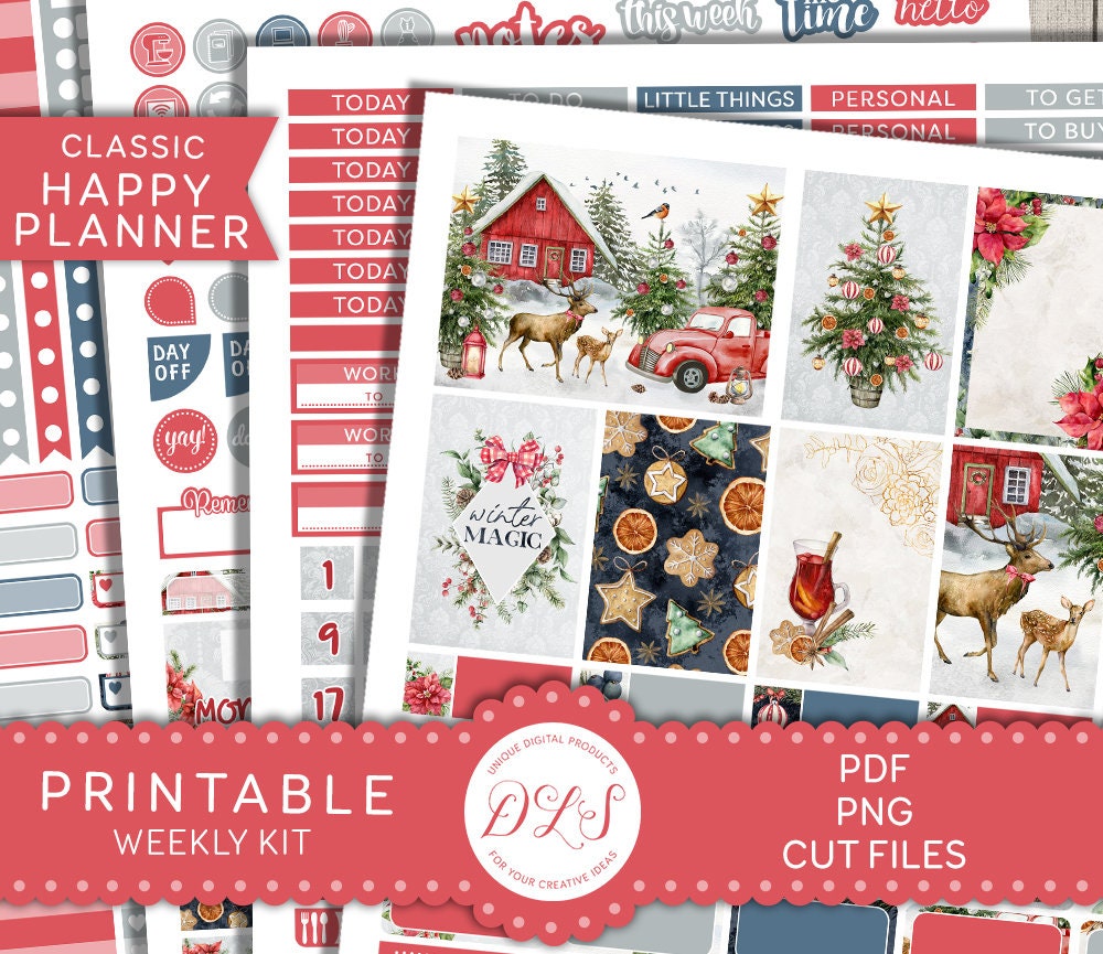 CHRISTMAS Planner Printable Stickers, Happy Planner Weekly Stickers Kit ...