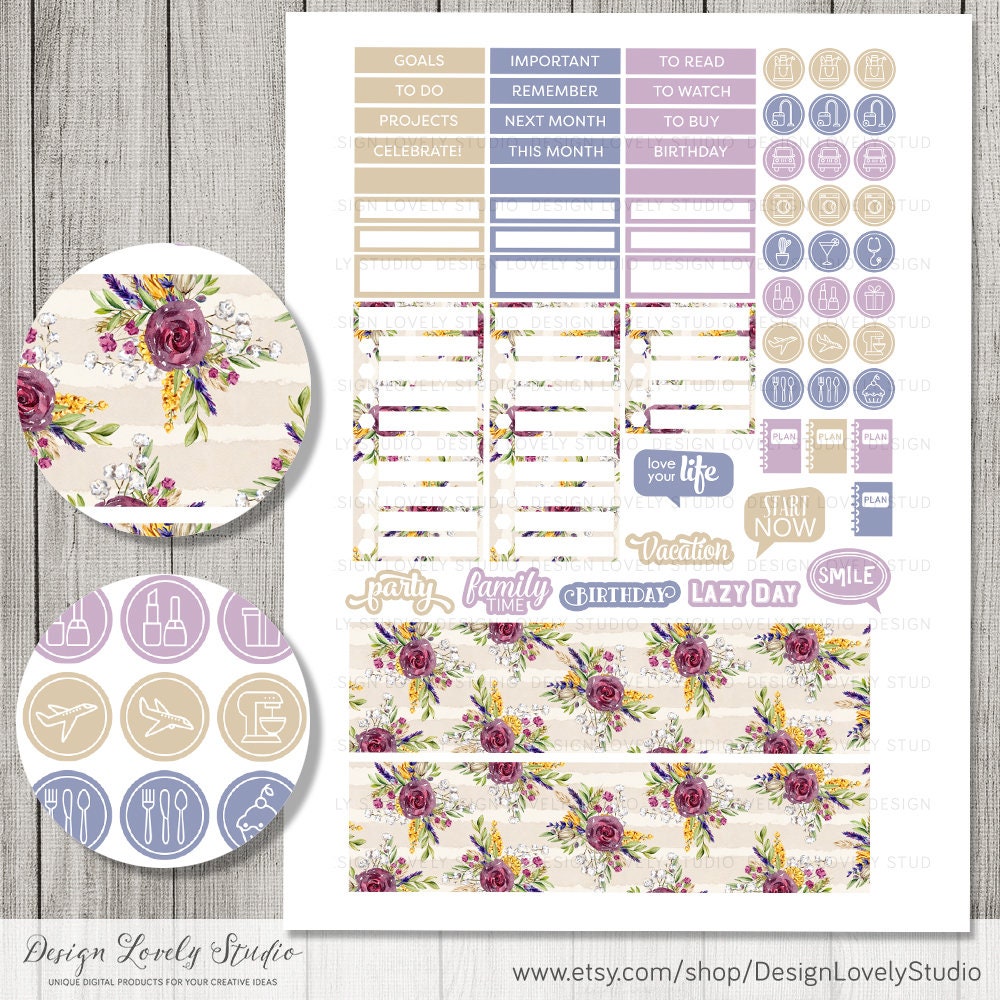 AUGUST Monthly Planner Stickers, Happy Planner Printable Stickers ...