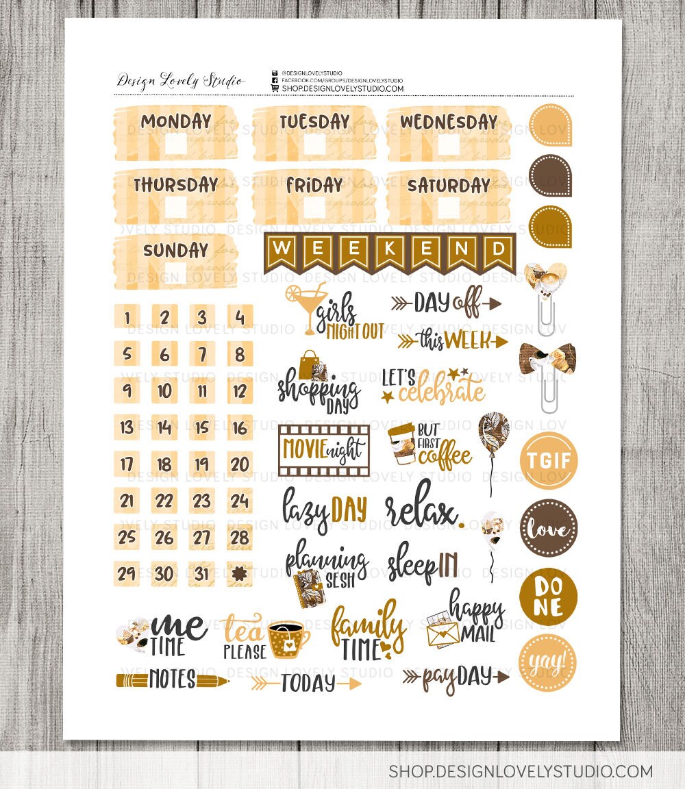 Printable COFFEE BREAK Planner Stickers Big Happy Planner Etsy