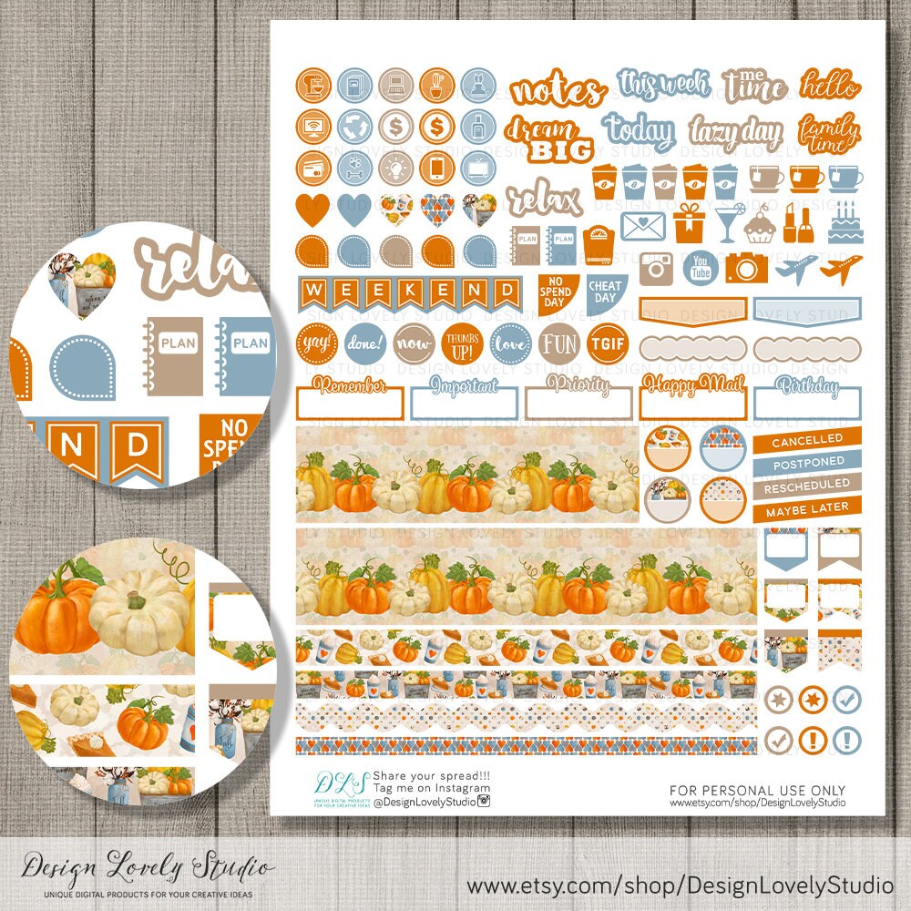 Printable Halloween Planner Stickers, October Weekly Planner Kit ...