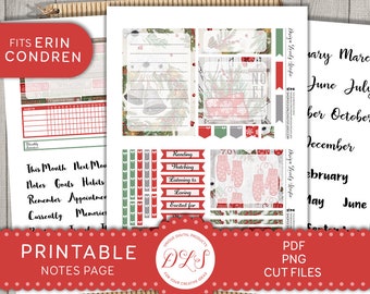 December Notes Page Stickers, Printable Planner Stickers, Erin Condren Note Page Stickers, December Monthly Kit, Cut Files, ECN216