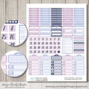 Happy Planner PRINTABLE Stickers, Purple Floral Planner Stickers, Happy ...