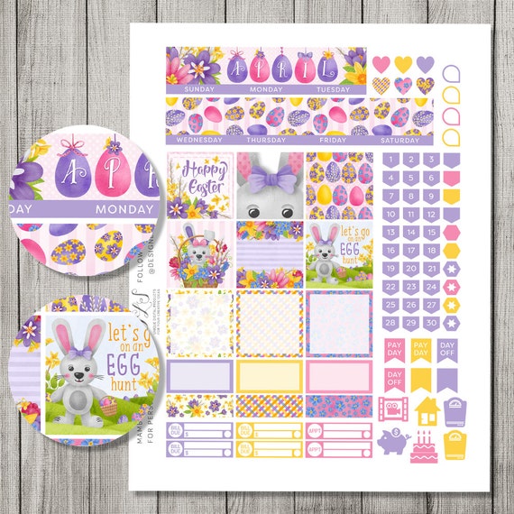 April Monthly Kit planner stickers made for ECLP or MAMBI Happy Planner Lavender Fields
