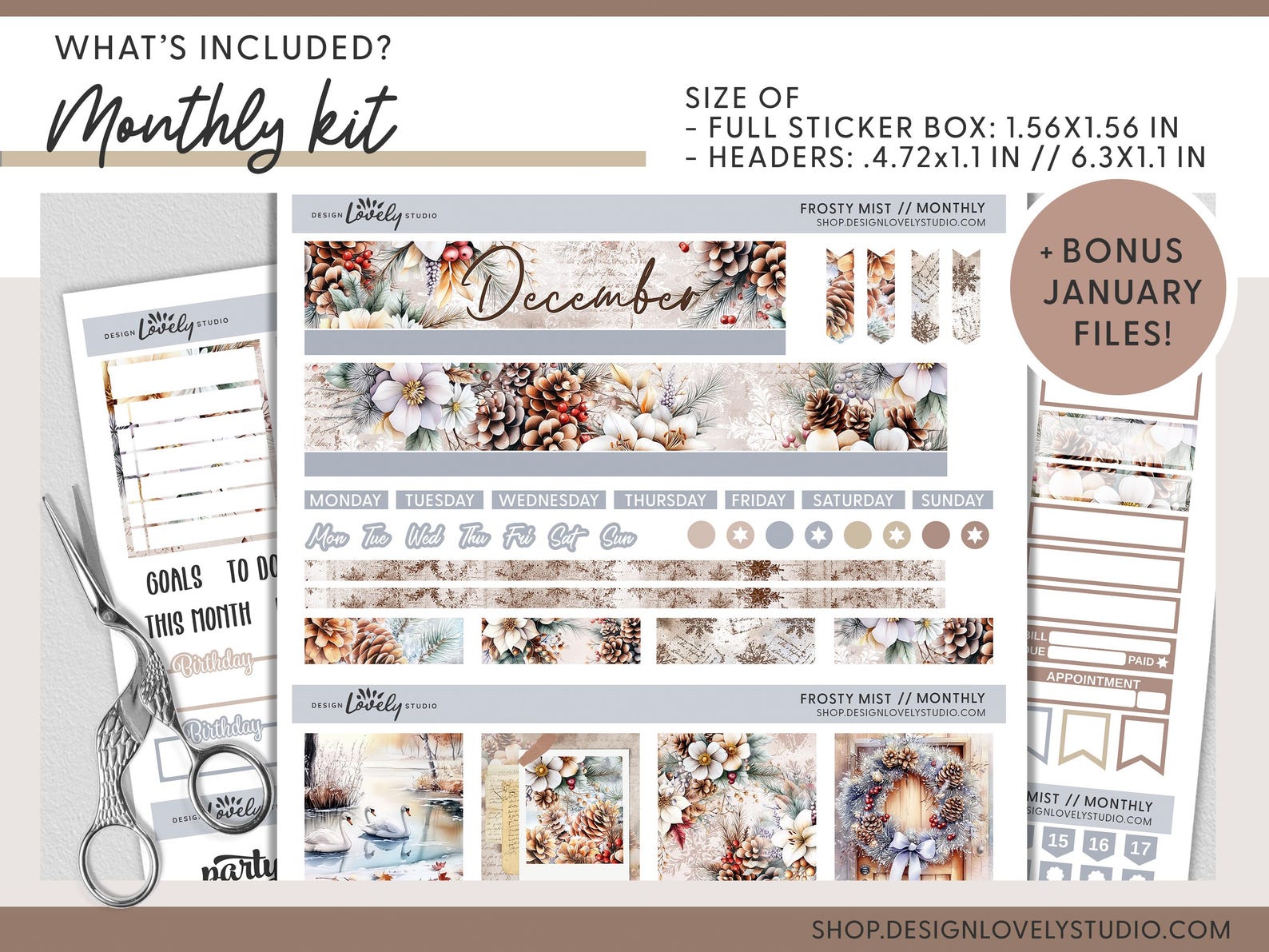 Printable Winter and Christmas Planner Stickers Bundle, December ...