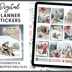 Winter digitale stickers, Gootnotes stickers, januari digitale stickers, Nieuwjaar planner stickers, voorgesneden stickers, iPad stickers, DG124