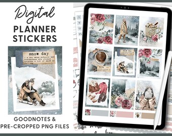 Winter Digital Stickers, Gootnotes Stickers, January Digital Stickers, New Year Planner Stickers, Pre-cropped Stickers, Ipad Stickers, DG124