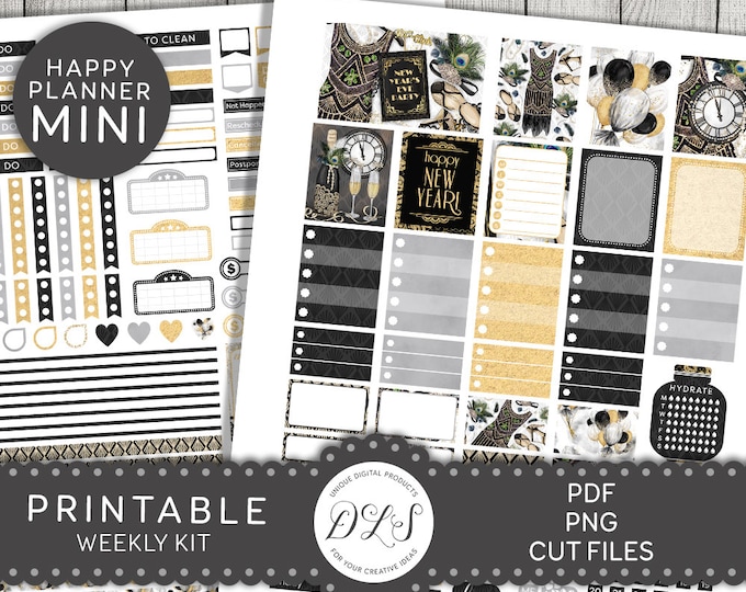 Mini Happy Planner New Year Stickers Kit Printable January - Etsy