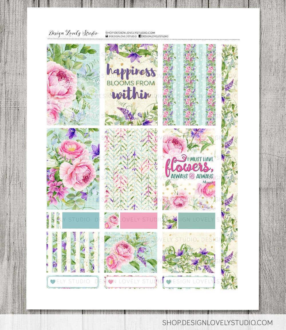 PRINTABLE Big Happy Planner Stickers Kit Floral Planner - Etsy