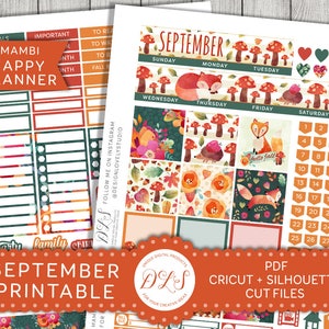 Adesivi di settembre Happy Planner, kit di pianificazione mensile di settembre, adesivi di settembre stampabili, Mambi settembre, kit di pianificazione autunnale, HPMV132