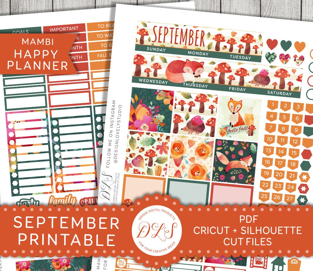 Monthly Planner Kit, Happy Planner Monthly Stickers, Editable