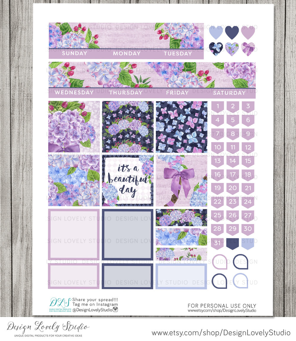 Big Happy Planner Printable Stickers, Floral Planner Stickers Printable ...