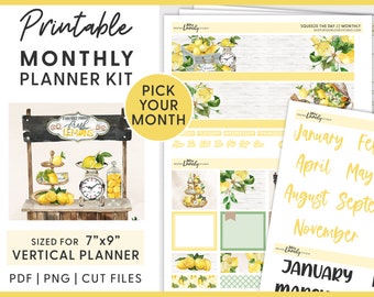 Monthly Planner Stickers, Printable Planner Stickers, Lemon Planner Stickers, Summer Planner Stickers, Erin Condren Planner Stickers, MV201