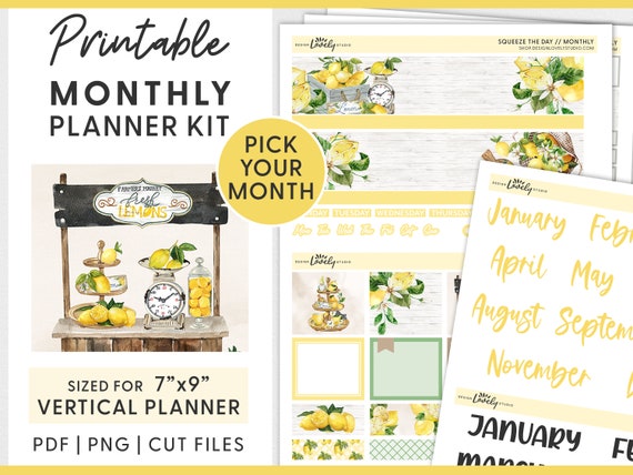 Monthly Planner Stickers Printable Planner Stickers Lemon - Etsy