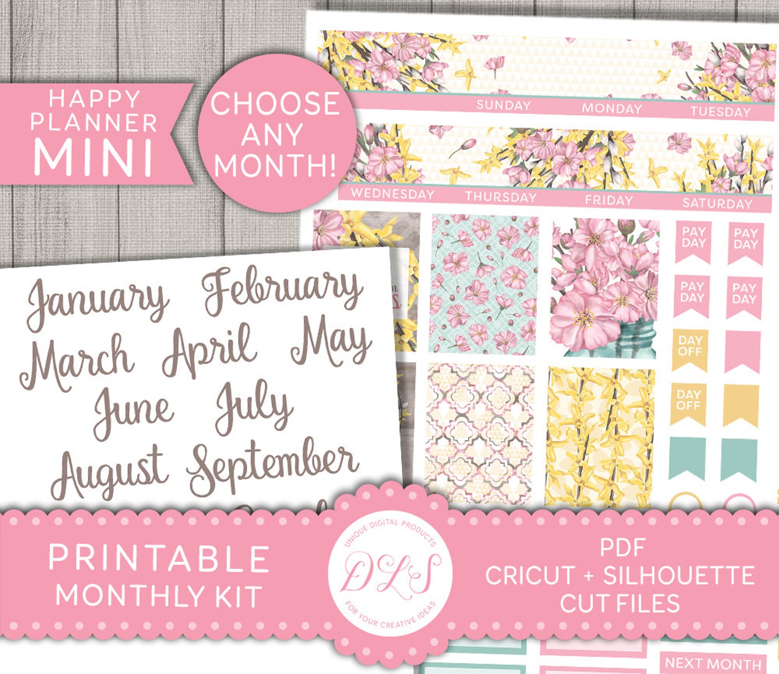 Mini Happy Planner Monthly Stickers Kit Printable Monthly - Etsy