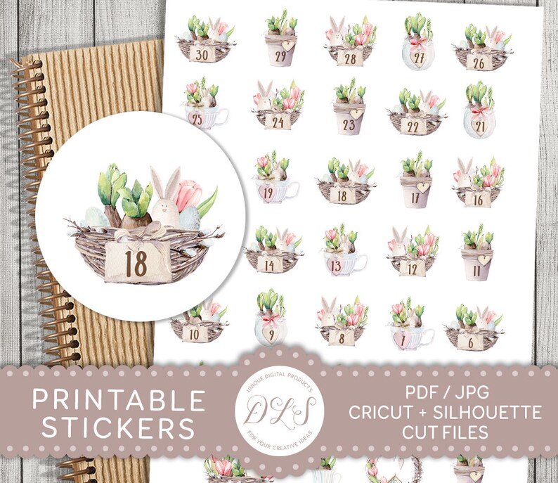 Easter Countdown Planner Stickers, Easter Date Cover Stickers ...