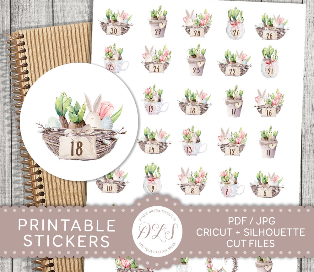 Easter Countdown Planner Stickers, Easter Date Cover Stickers ...