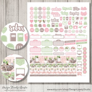 Easter Planner Sticker Kit, Erin Condren Horizontal Stickers, Printable Easter Planner Stickers, April Weekly Kit, Cricut Cut File, HS140 image 5