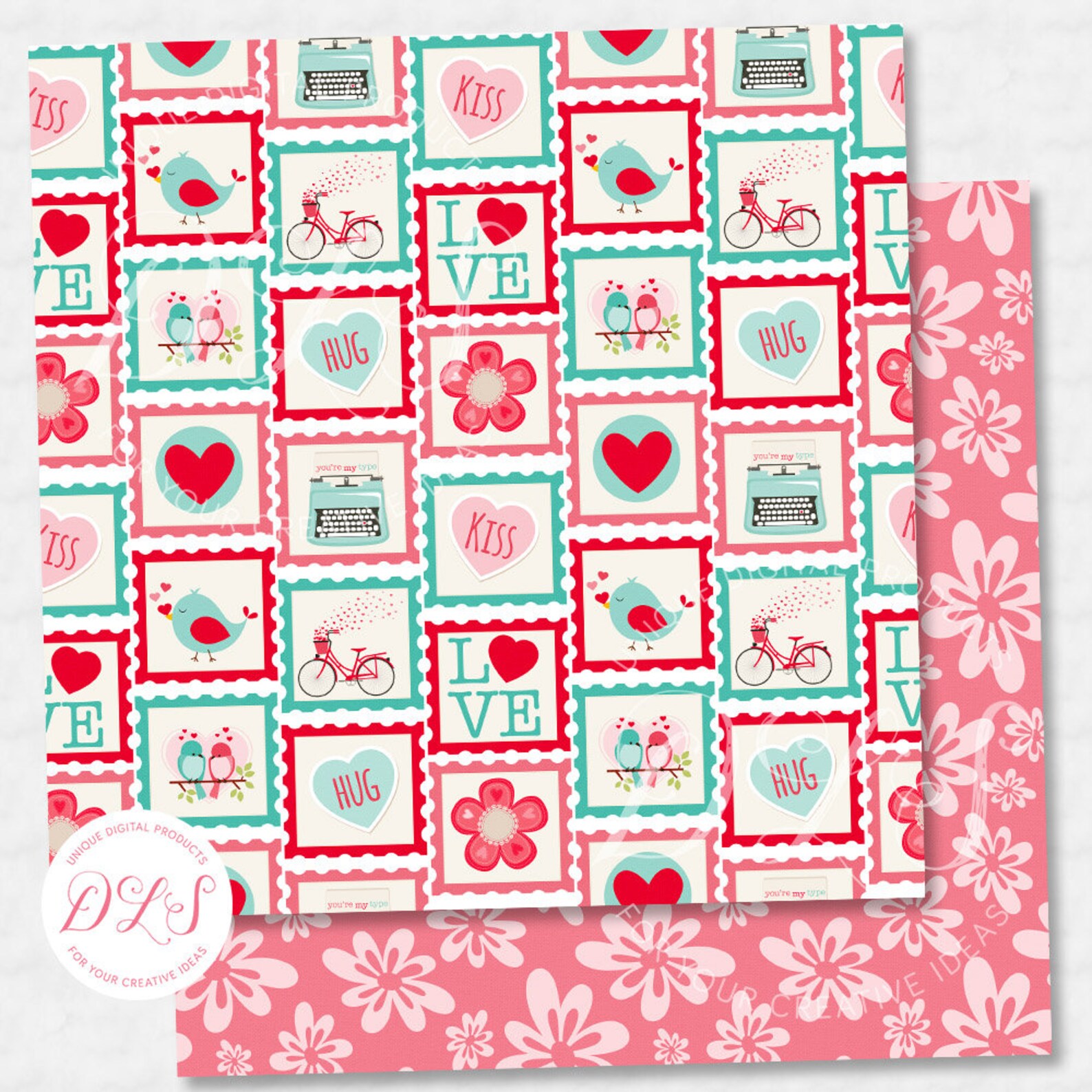 Valentine's Day Digital Paper Pack, Valentine's Day Digital Backdrop ...