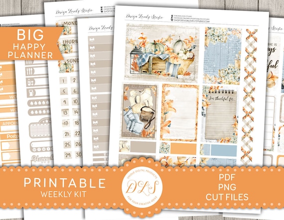 Vertical Weekly Kit planner stickers Thanksgiving Fall Thankful ...
