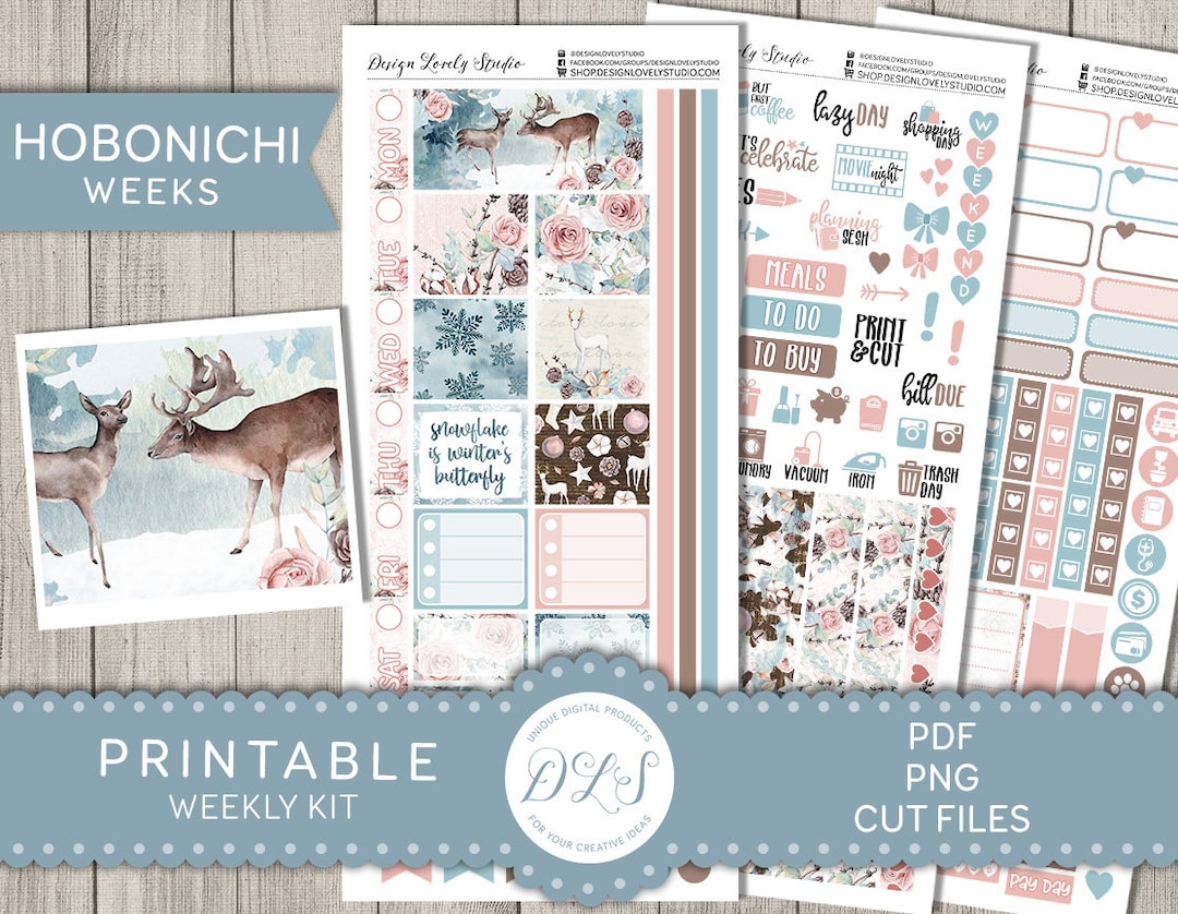 Printable WINTER Planner Stickers, Hobonichi Weeks Printable Stickers ...