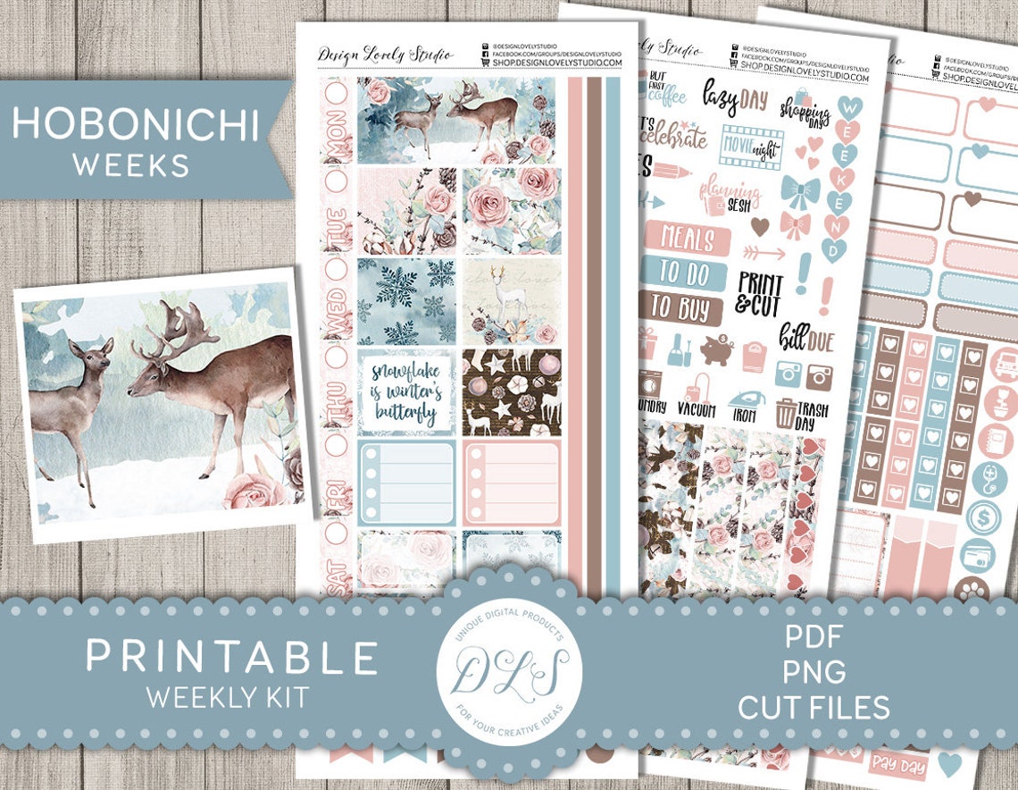 Printable WINTER Planner Stickers, Hobonichi Weeks Printable Stickers ...