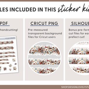 Pode incluir: Um kit de adesivos com arquivos PDF, Cricut PNG e Silhouette. O PDF &eacute; ideal para corte manual. O Cricut PNG oferece arquivos de fundo transparentes pr&eacute;-medidos. Os arquivos Silhouette fornecem arquivos de corte pr&eacute;-formatados.