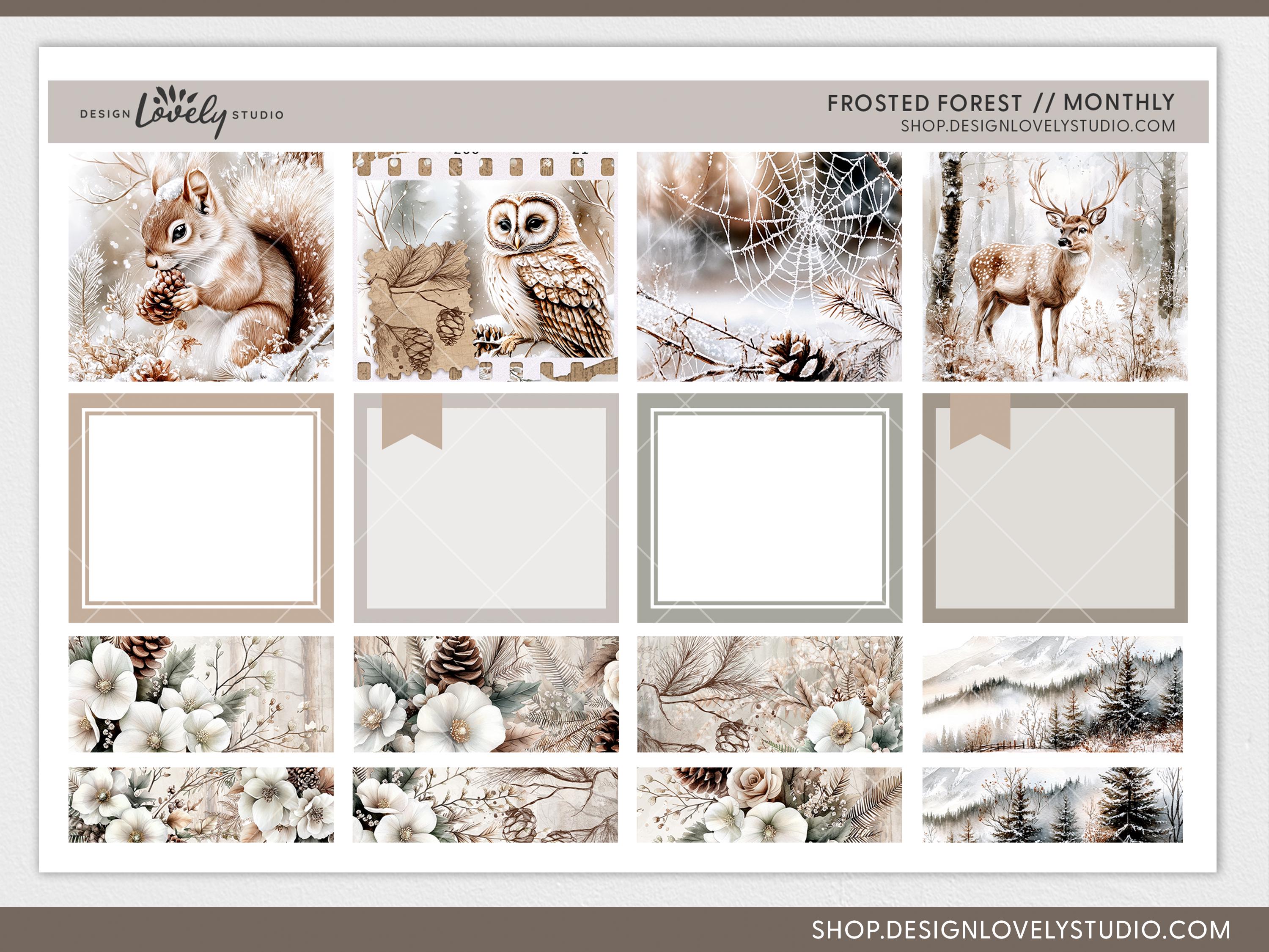 Winter Woodland Printable Planner Stickers, January Monthly Planner Kit ...