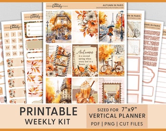 Printable Planner Stickers, Fall Planner Stickers, Weekly Sticker Kit, Erin Condren Stickers, Printable Sticker Sheet, Autumn Stickers,VS235