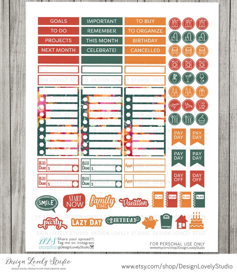 Big Happy Planner Fall Monthly Stickers Kit, Woodland Planner Stickers ...