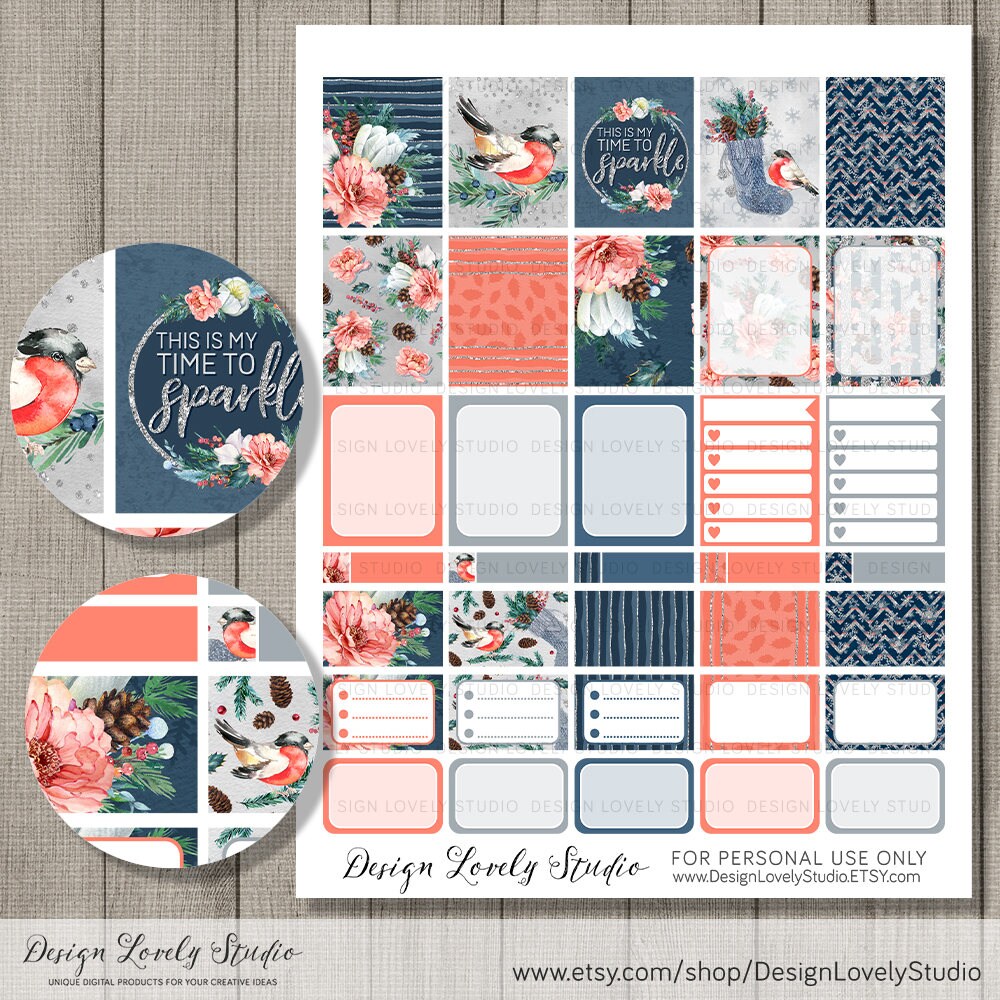 Printable Winter Planner Stickers, Winter Weekly Planner Stickers Kit ...