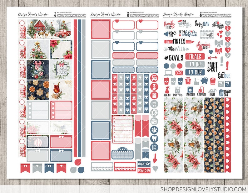 Printable CHRISTMAS Planner Stickers Hobonichi Weeks - Etsy