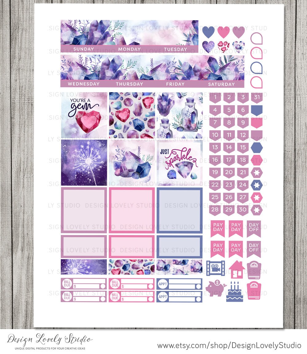 Classic Happy Planner Printable Stickers, Monthly Planner Stickers Kit ...