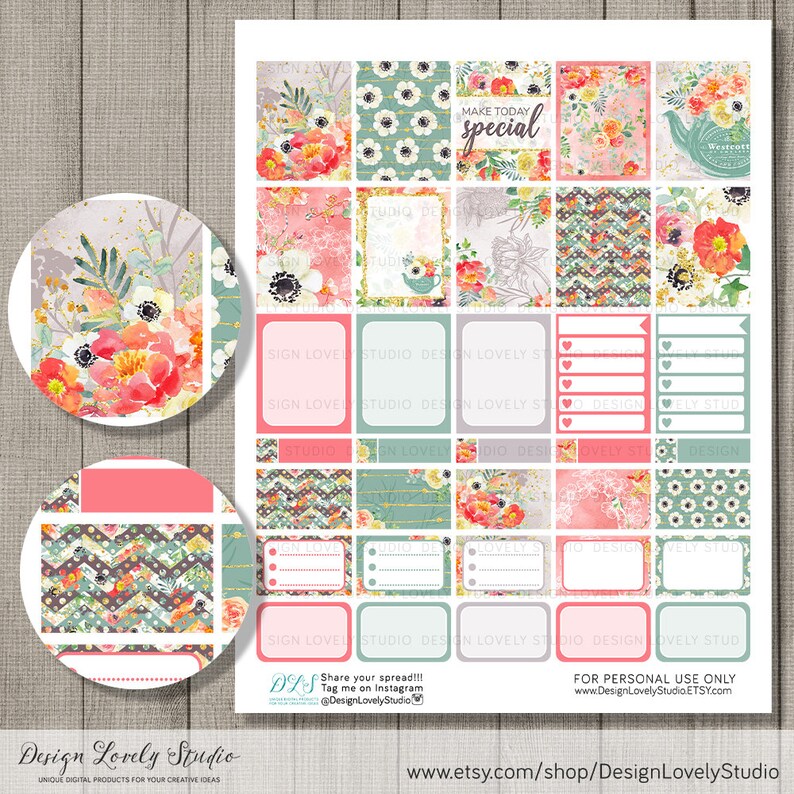PRINTABLE Floral Planner Stickers, Weekly Stickers Kit, Poppy Stickers ...