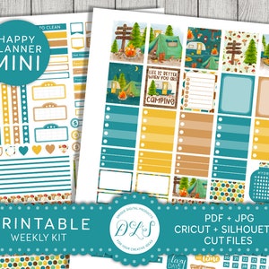 Mini Happy Planner Camping Stickers, Camping Planner Printable, Camper ...