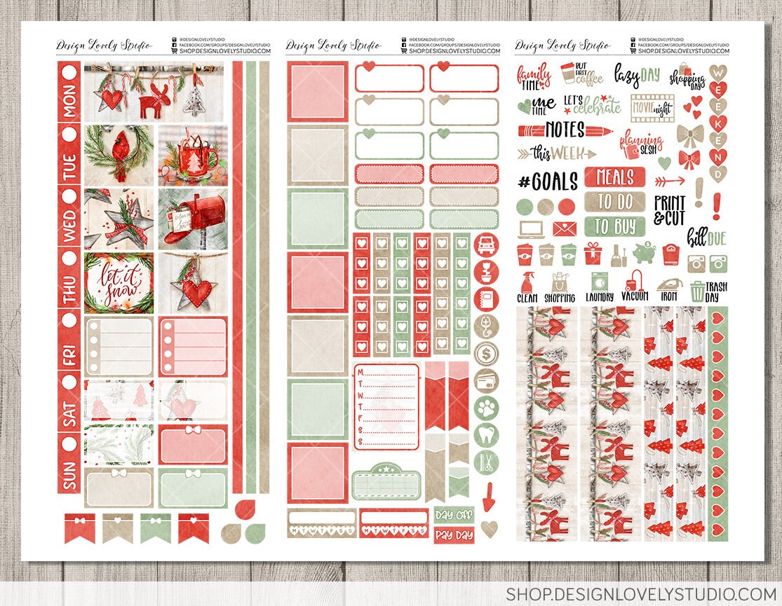 Hobonichi Weeks CHRISTMAS Stickers Kit, Printable Christmas Planner ...