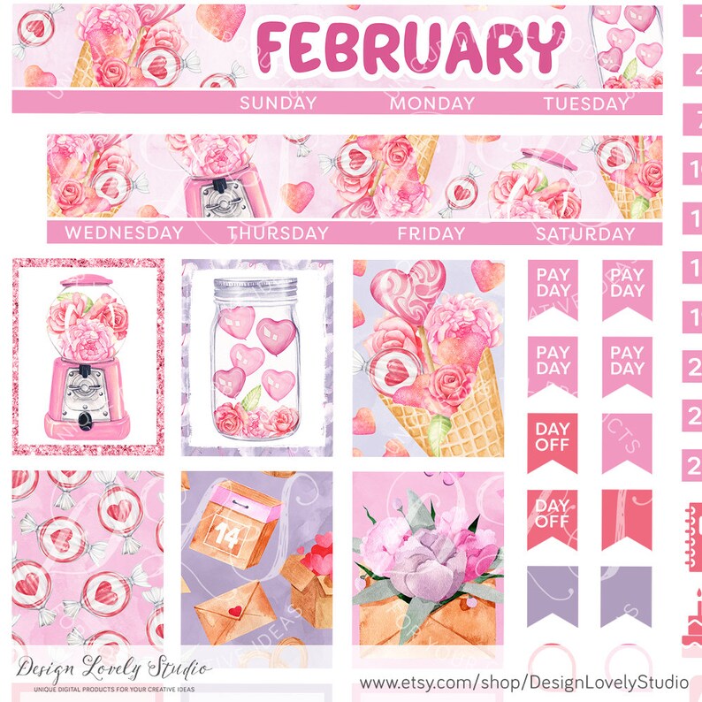 FEBRUARY Monthly Kit, Mini Happy Planner Printable February Planner ...