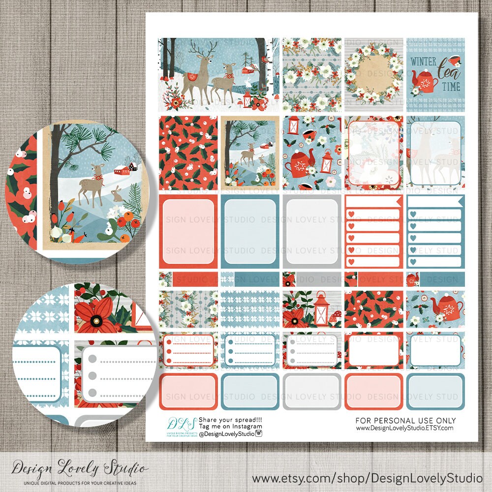 Printable Winter Planner Sticker Kit Christmas Planner - Etsy