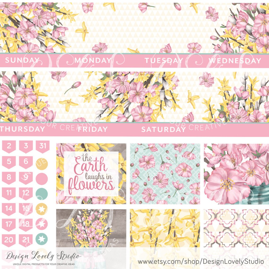 Monthly Planner Stickers Kit Spring Monthly Planner Stickers | Etsy