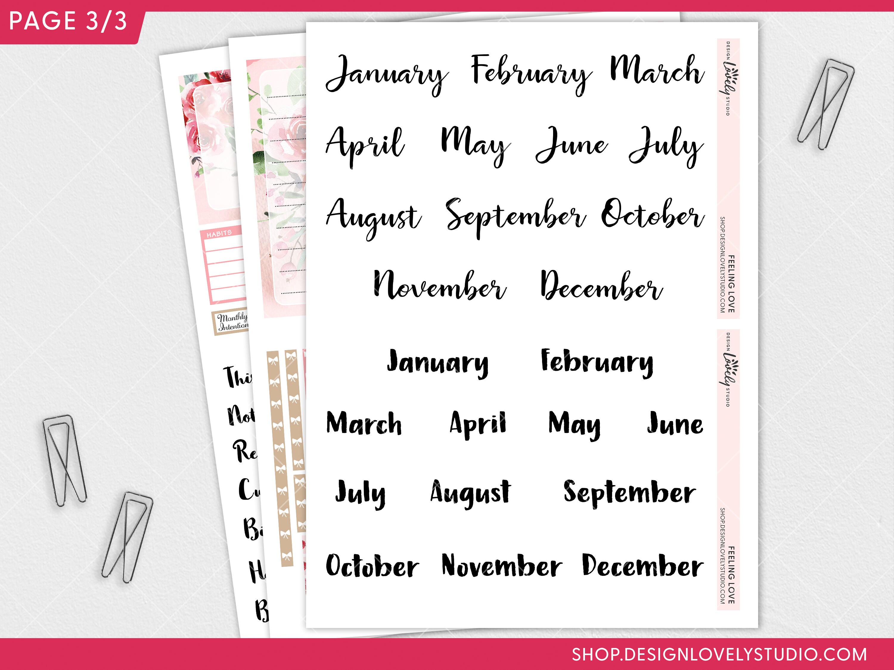 February Notes Page Kit, Printable Planner Stickers, Monthly Sticker ...