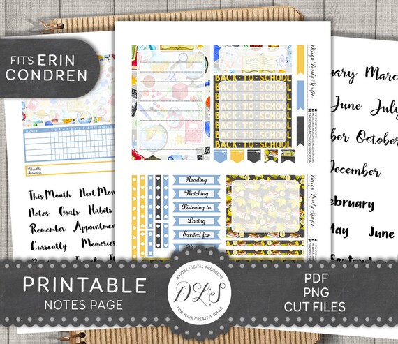 PRINTABLE Back to School Notes Page Stickers ECLP Notes Page | Etsy