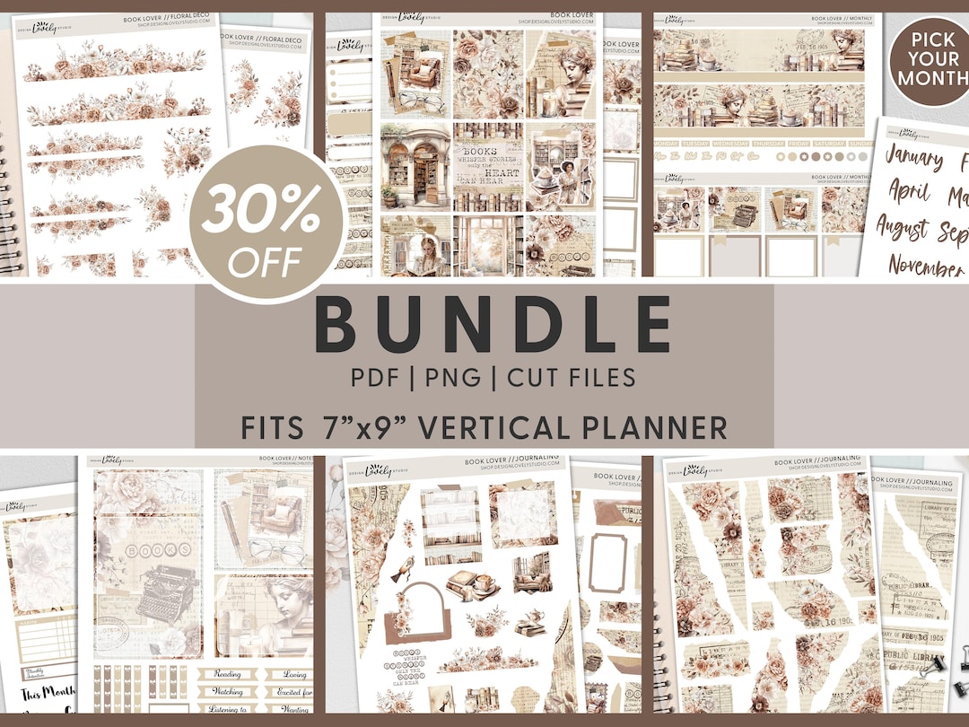 Book Lover Planner Stickers Bundle, Monthly Weekly Journaling Sticker ...