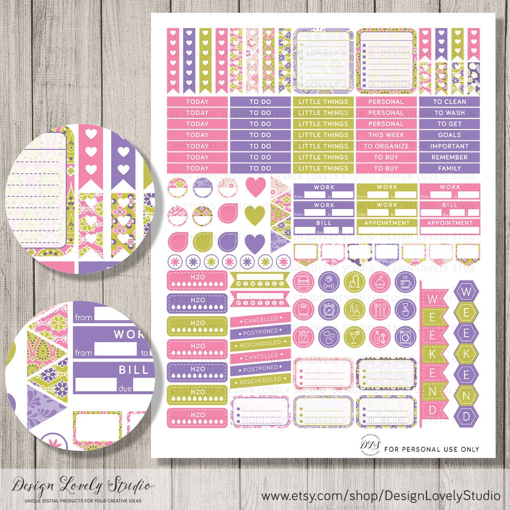 Printable Horizontal Planner Stickers Erin Condren - Etsy