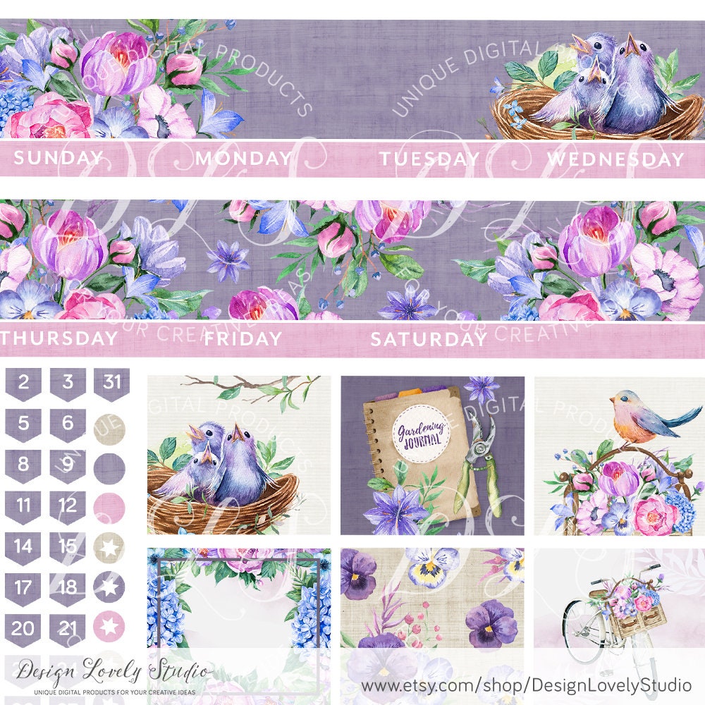 Erin Condren Monthly Kit Spring Planner Printables Monthly - Etsy Hong Kong