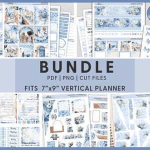 Lot d'autocollants imprimables pour agenda de vacances à Santorin, été, Grèce, voyage, Stickers hebdomadaires, Stickers mensuels, Stickers pour journal intime, BV105