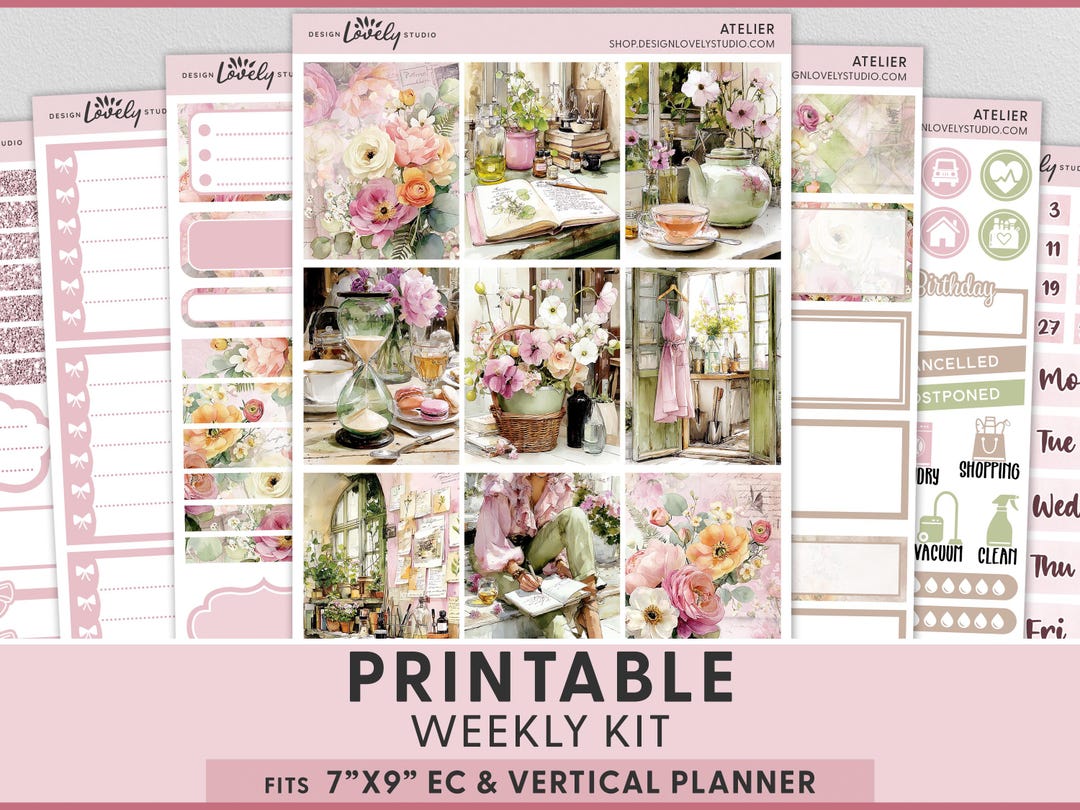 Spring Atelier Printable Planner Stickers, Weekly Planner Stickers Kit ...