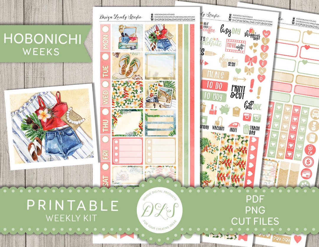hobonichi-weeks-printable-stickers-beach-planner-stickers-weekly-sticker-kit-printable-summer-planner-stickers-cut-files-ho162-etsy