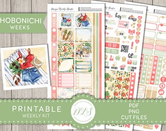 Hobonichi Weeks Printable Stickers, Beach Planner Stickers, Weekly Sticker Kit Printable, Summer Planner Stickers, Cut Files, HO162