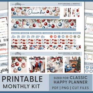 Maandelijks decemberpakket, decemberplanner, kerststickers, vakantieplanner, kerststickers, happy planner afdrukbare stickers, HPMV259