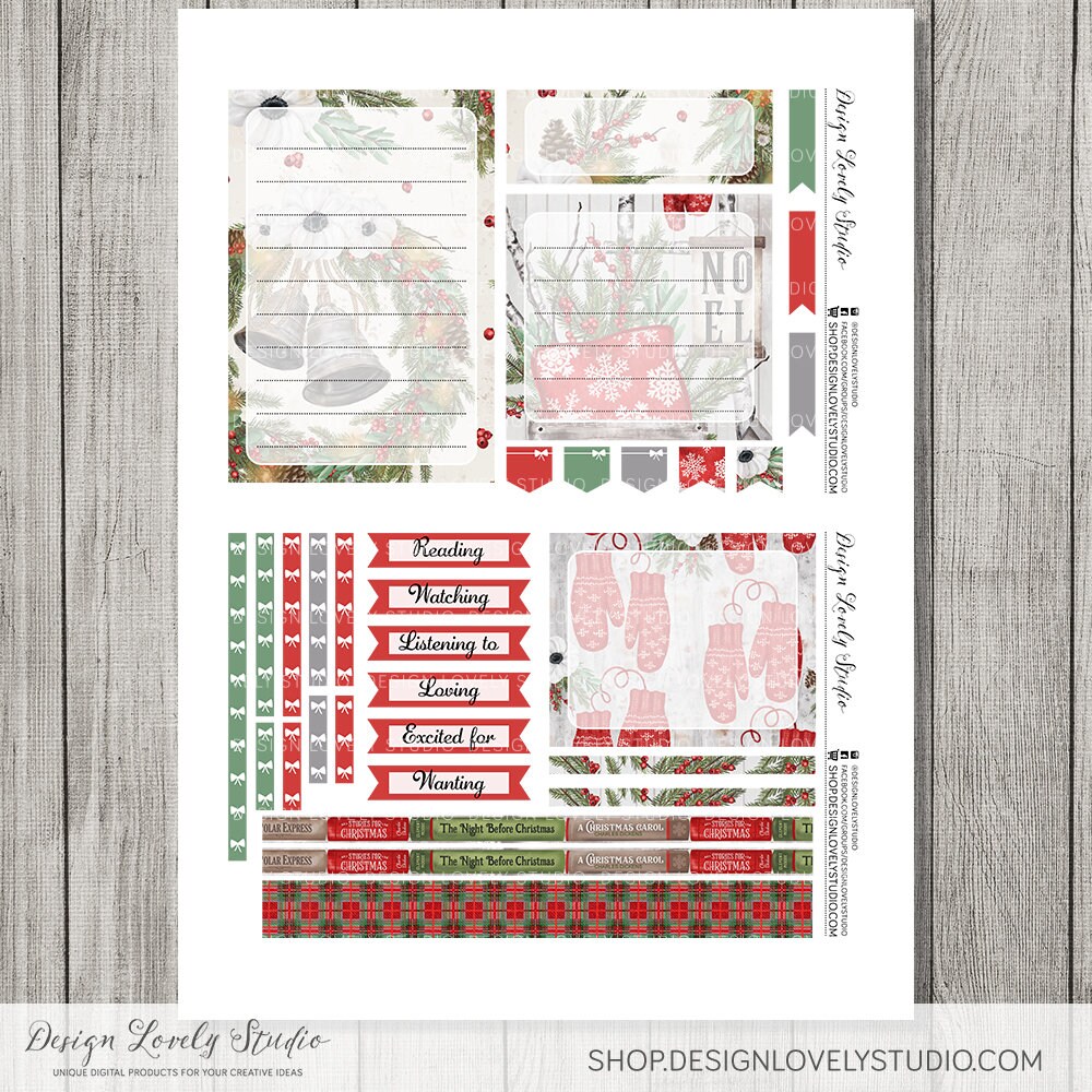 December Notes Decorations December Notes Page Stickers, Printable Planner Stickers, Erin Condren ...