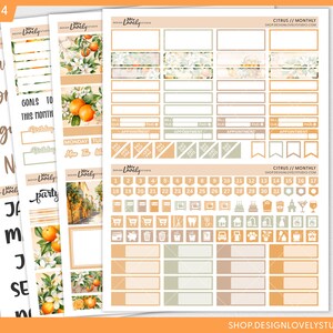 Puede incluir: Un conjunto de pegatinas imprimibles para planificadores con tem&aacute;tica c&iacute;trica. Las pegatinas presentan ilustraciones de naranjas, limones y flores, as&iacute; como cuadros de texto, cuadr&iacute;culas de calendario y otros elementos esenciales para planificadores. Las pegatinas est&aacute;n dise&ntilde;adas en una paleta de colores clara y aireada con tonos de naranja, amarillo, verde y marr&oacute;n.